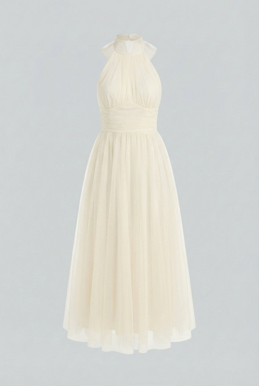 Luna | Long Sleeve Satin Midi Dress - ginlerie 0