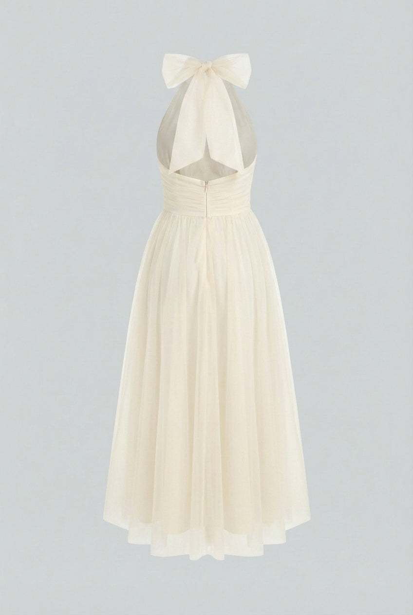 Luna | Long Sleeve Satin Midi Dress - ginlerie 4
