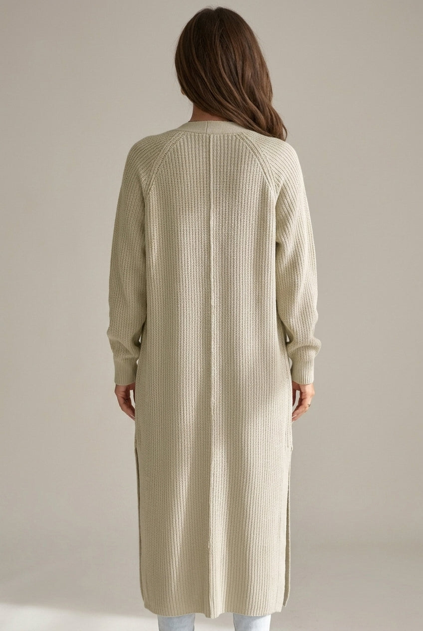 Luna | Long Waffle Knit Cardigan Sweater - ginlerie 2