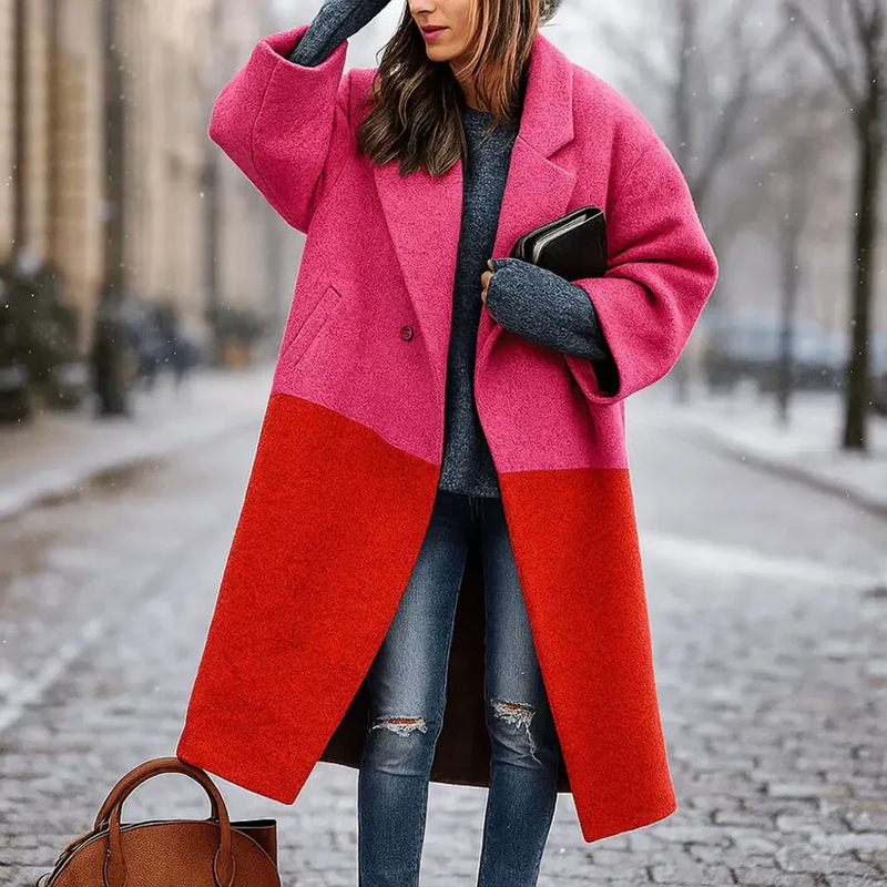 Luna | Long Winter Coat with Wide Collar - ginlerie 2