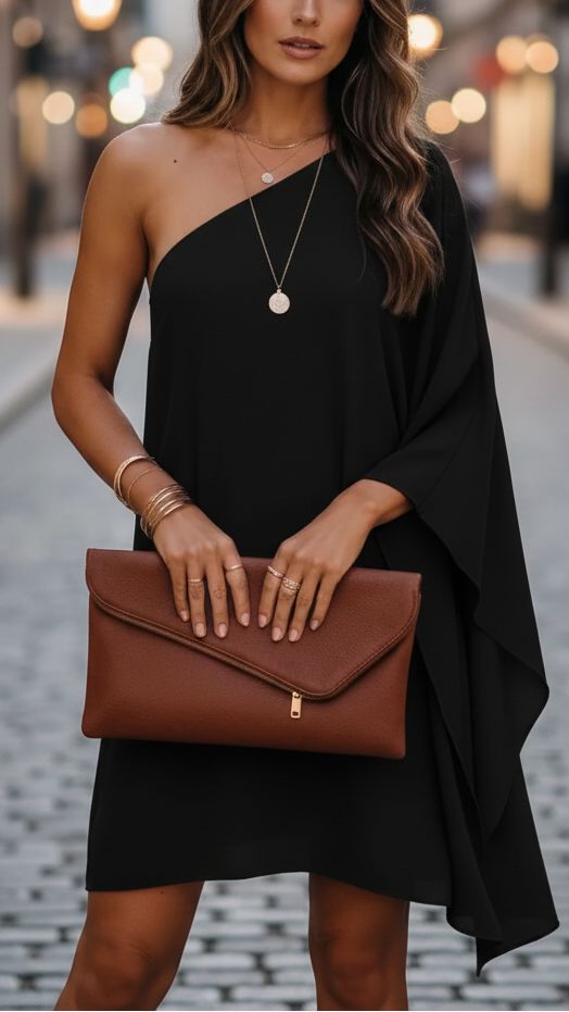 Luna | One-Shoulder Draped Cocktail Dress - ginlerie 1