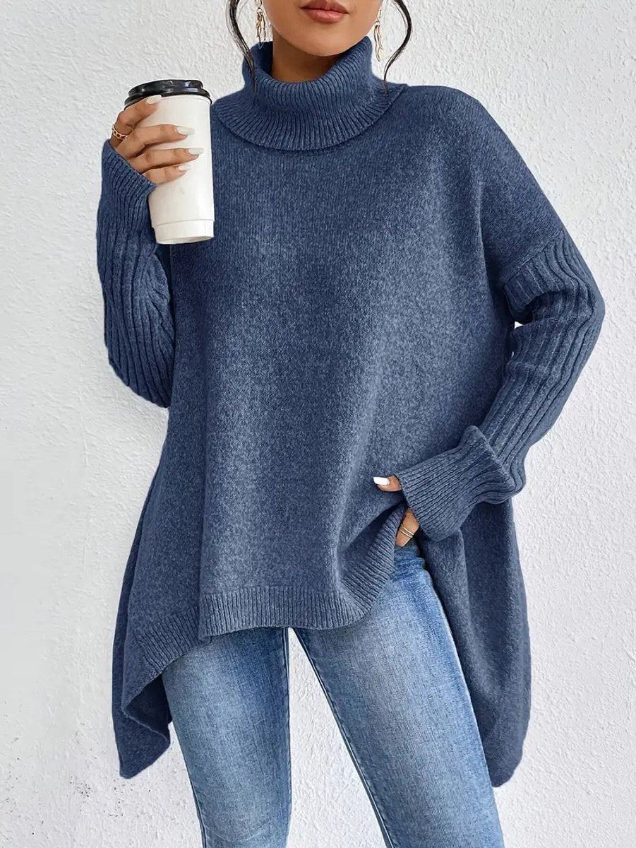 Luna | Oversized Ribbed Turtleneck Sweater - ginlerie 0