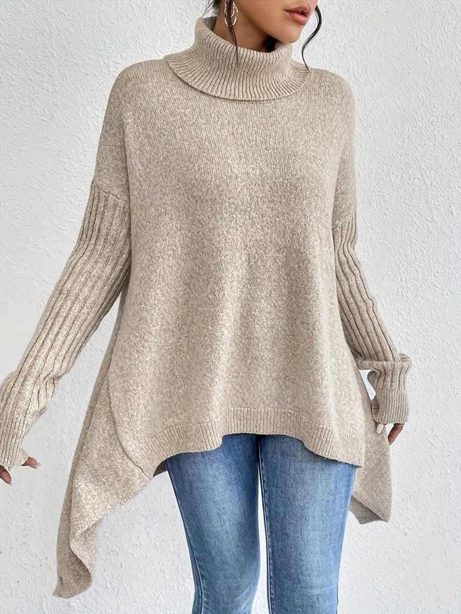 Luna | Oversized Ribbed Turtleneck Sweater - ginlerie 3