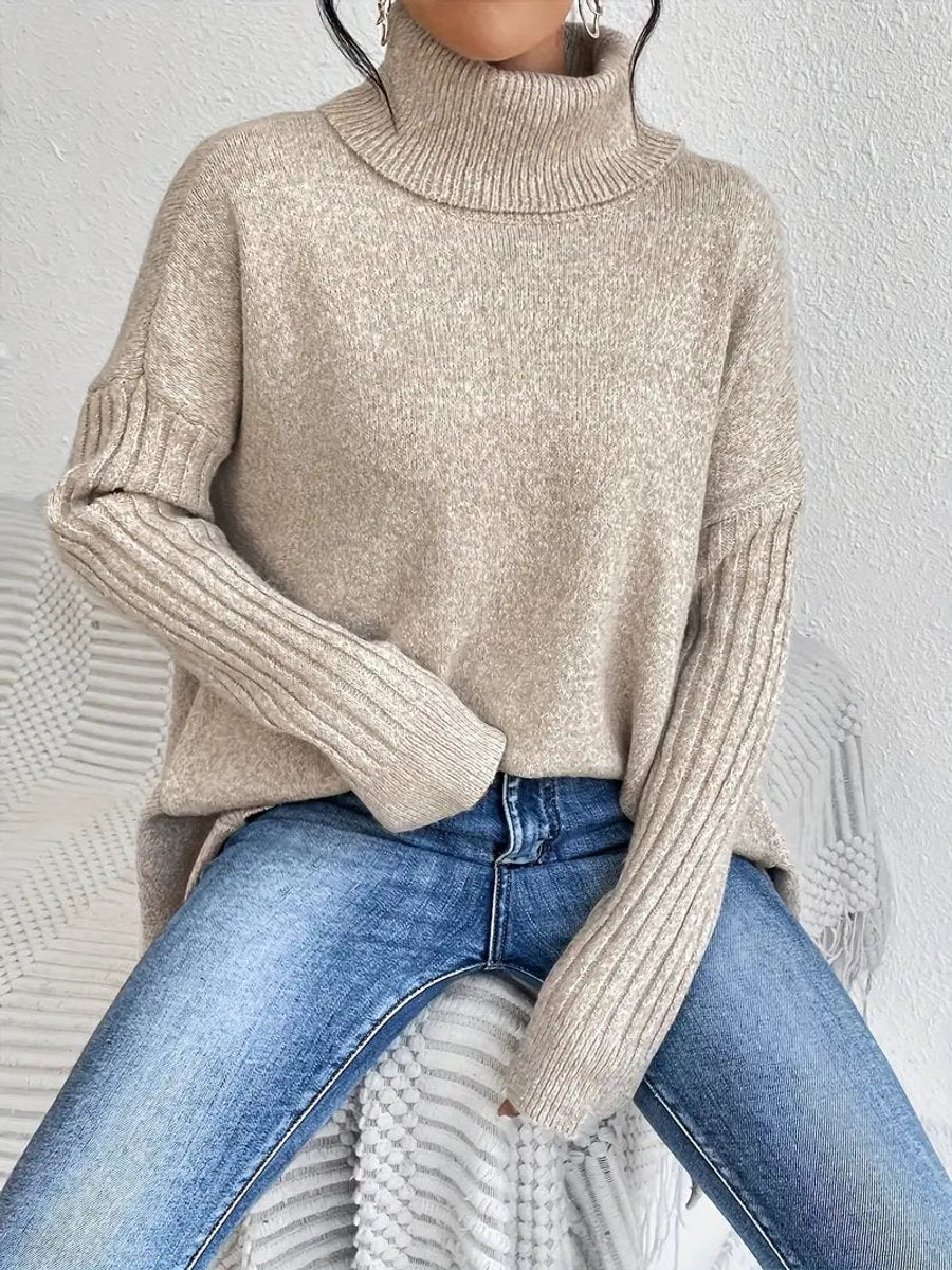 Luna | Oversized Ribbed Turtleneck Sweater - ginlerie 4