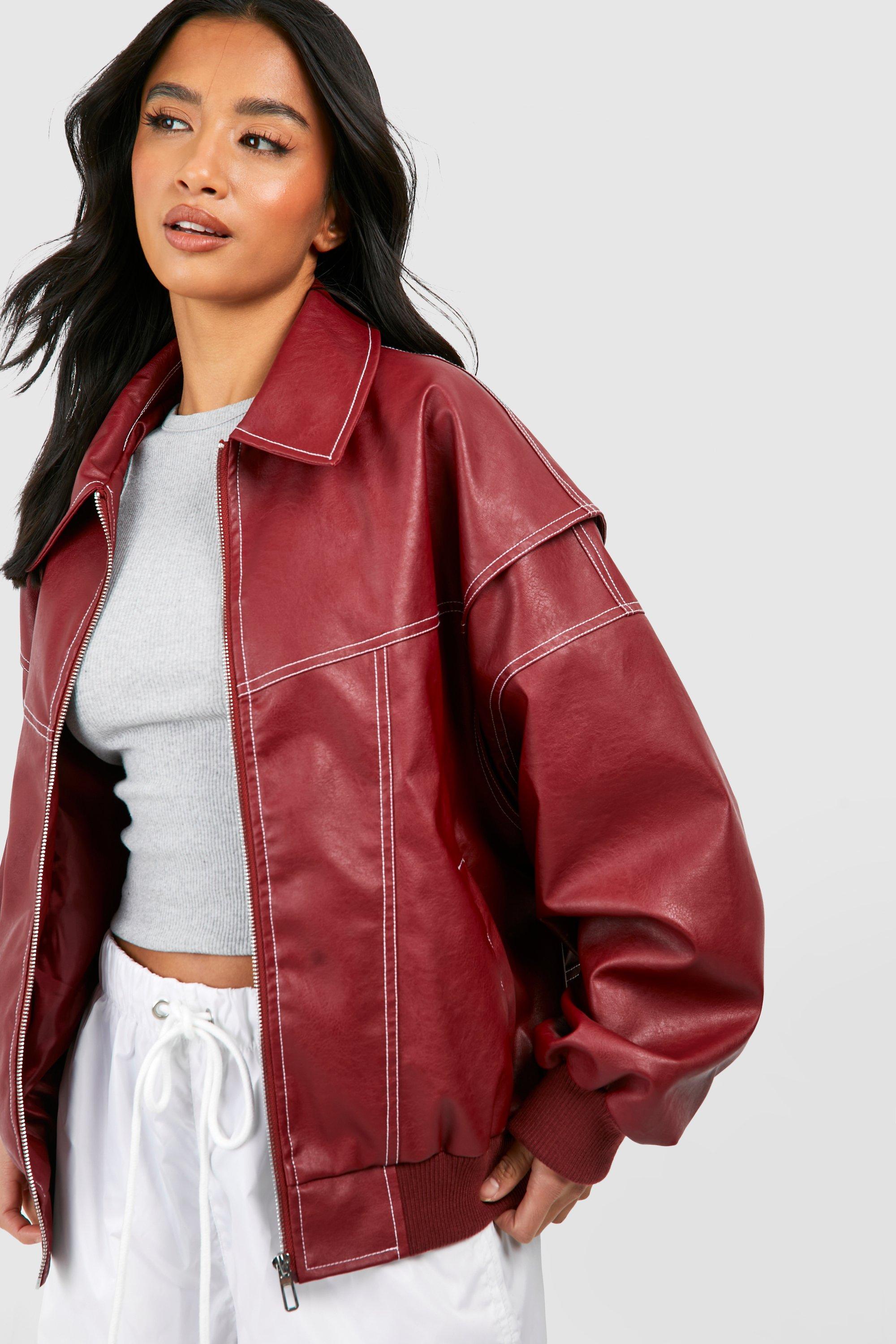 Luna | Oversized Vegan Leather Bomber Jacket - ginlerie 1