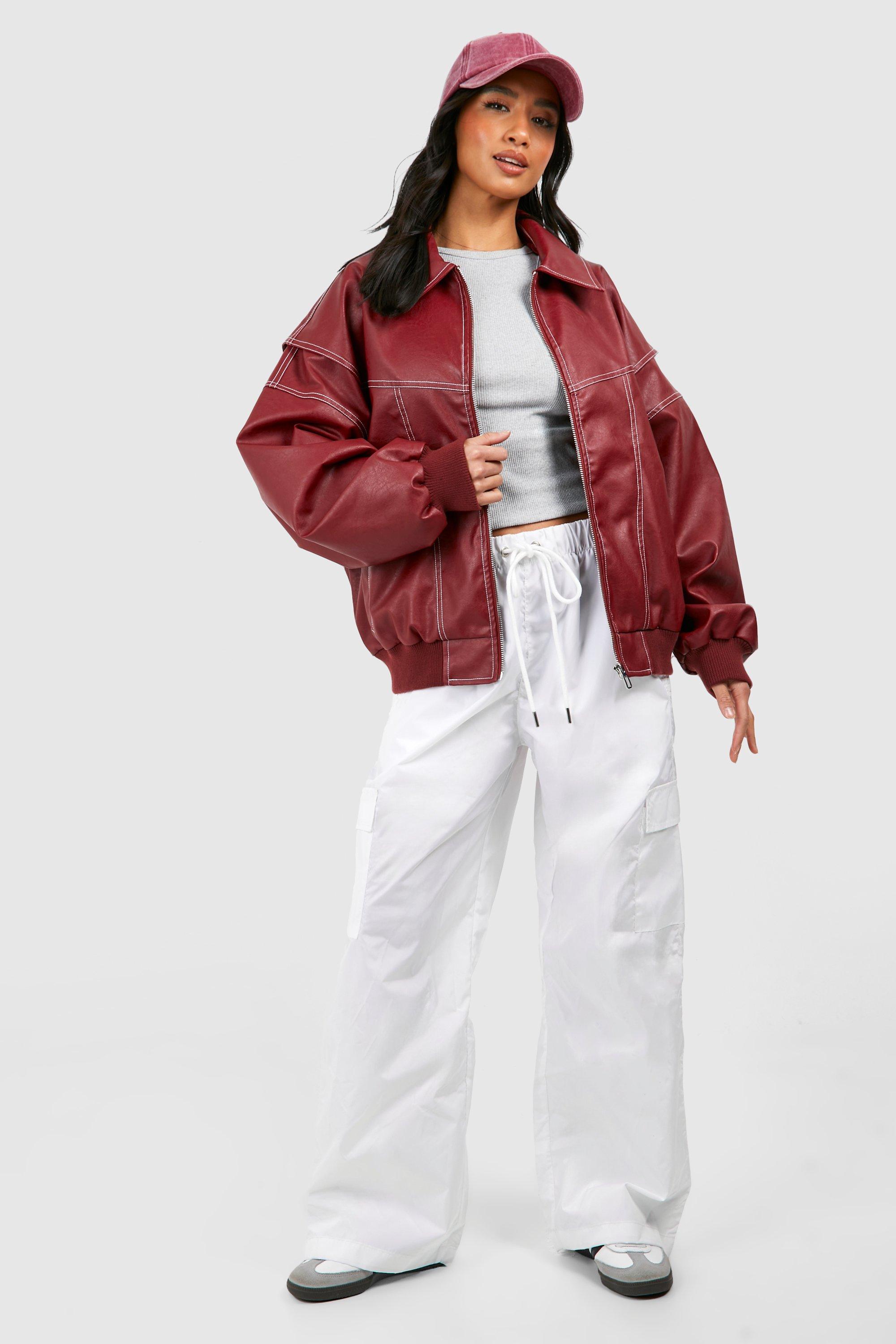 Luna | Oversized Vegan Leather Bomber Jacket - ginlerie 3