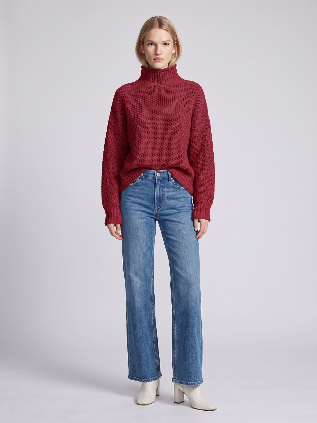 Luna | Oversized Waffle-Knit Turtleneck Sweater - ginlerie 5