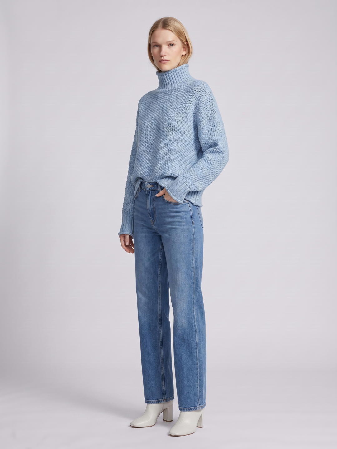Luna | Oversized Waffle-Knit Turtleneck Sweater - ginlerie 8