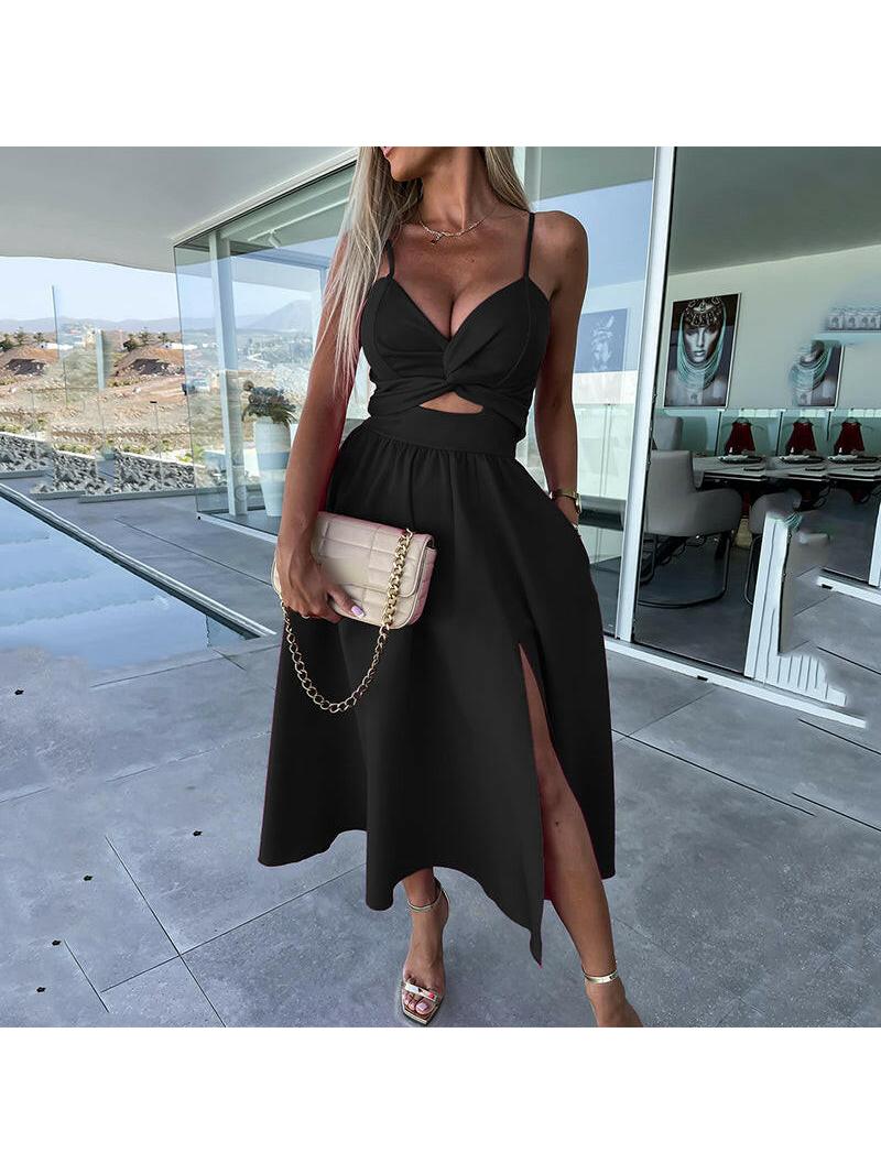Luna | Pink Satin Midi Dress - ginlerie 10