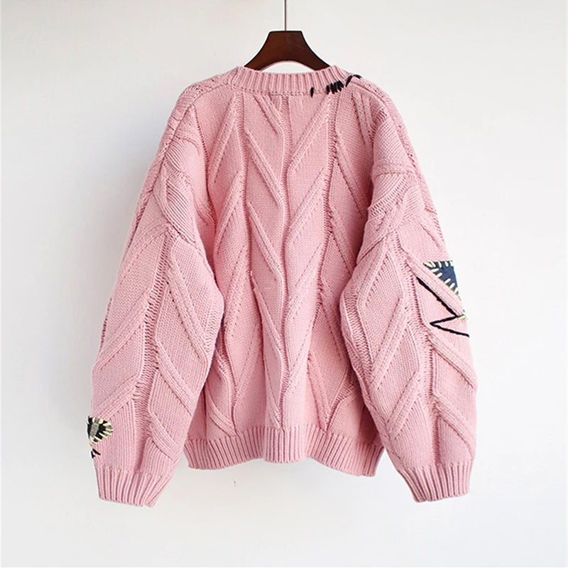 Luna | Retro Patchwork Cardigan Sweater - ginlerie 3