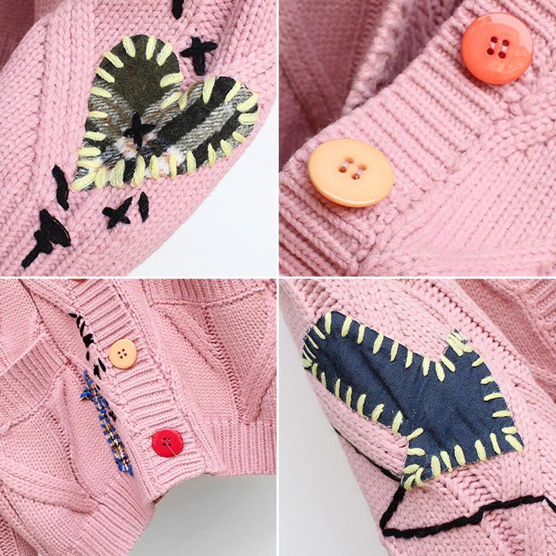 Luna | Retro Patchwork Cardigan Sweater - ginlerie 4