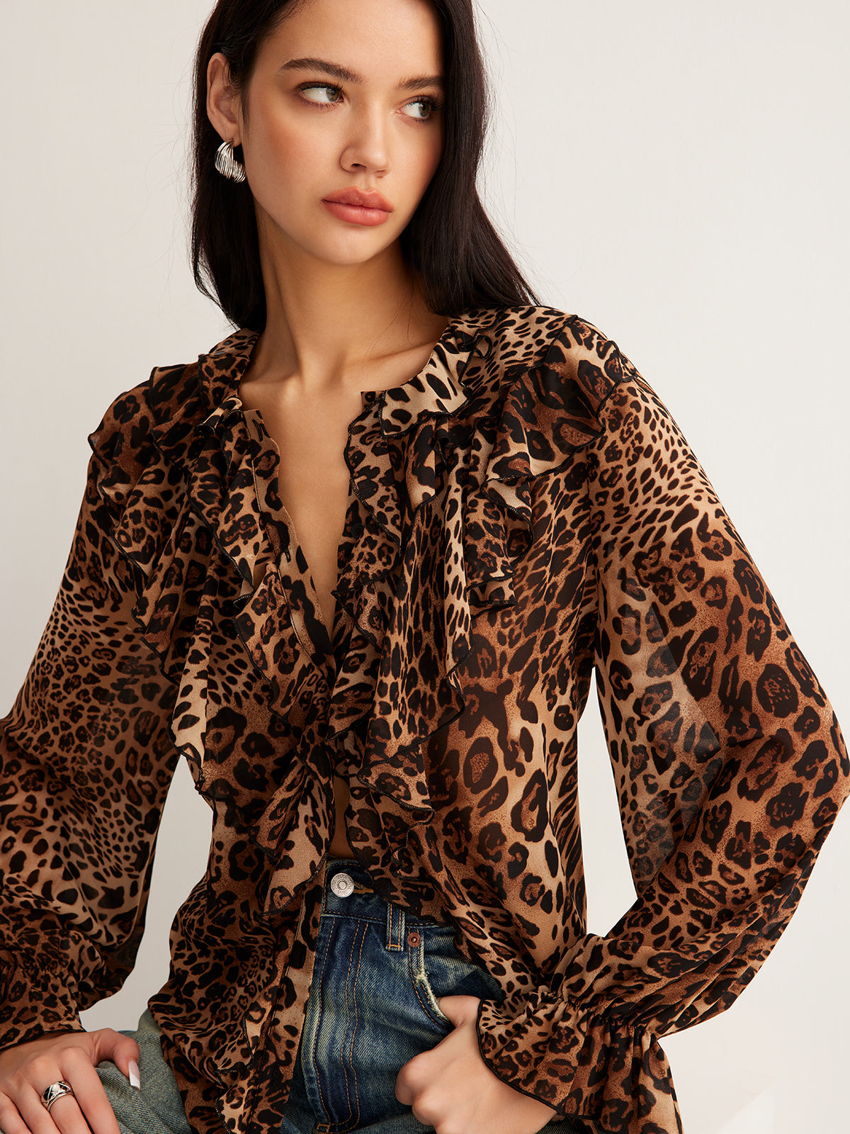 Luna | Ruffle Neck Blouse - ginlerie 0