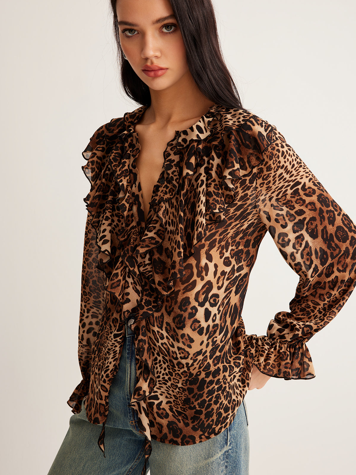 Luna | Ruffle Neck Blouse - ginlerie 2