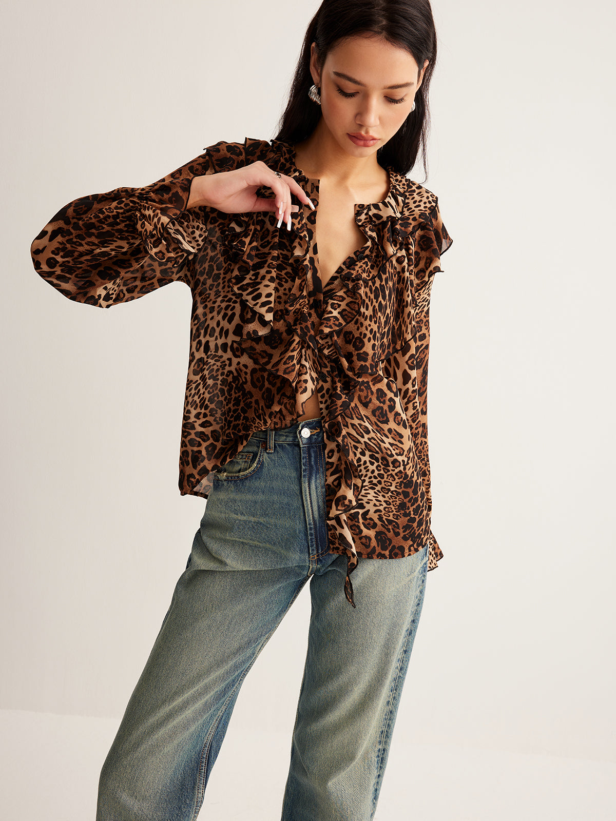 Luna | Ruffle Neck Blouse - ginlerie 4