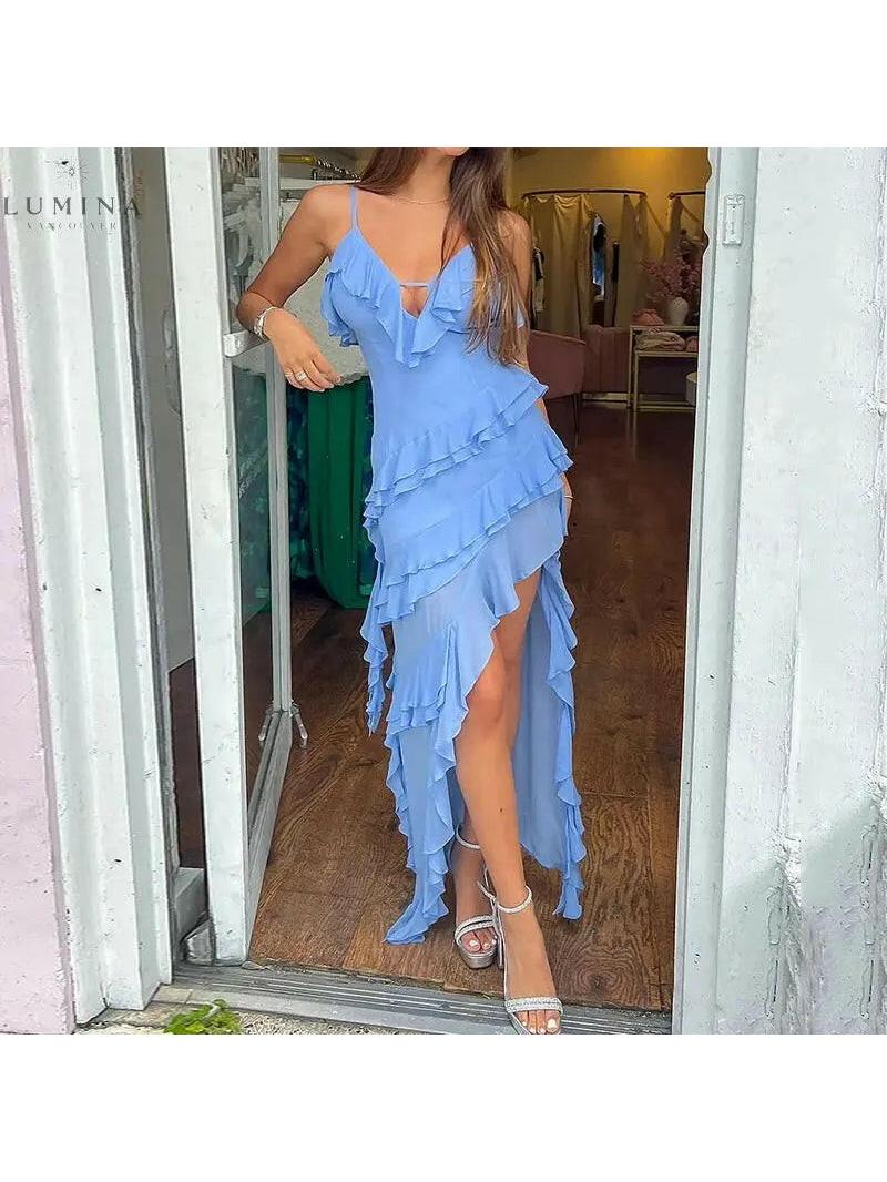 Luna | Ruffle Slim Dress - ginlerie 0
