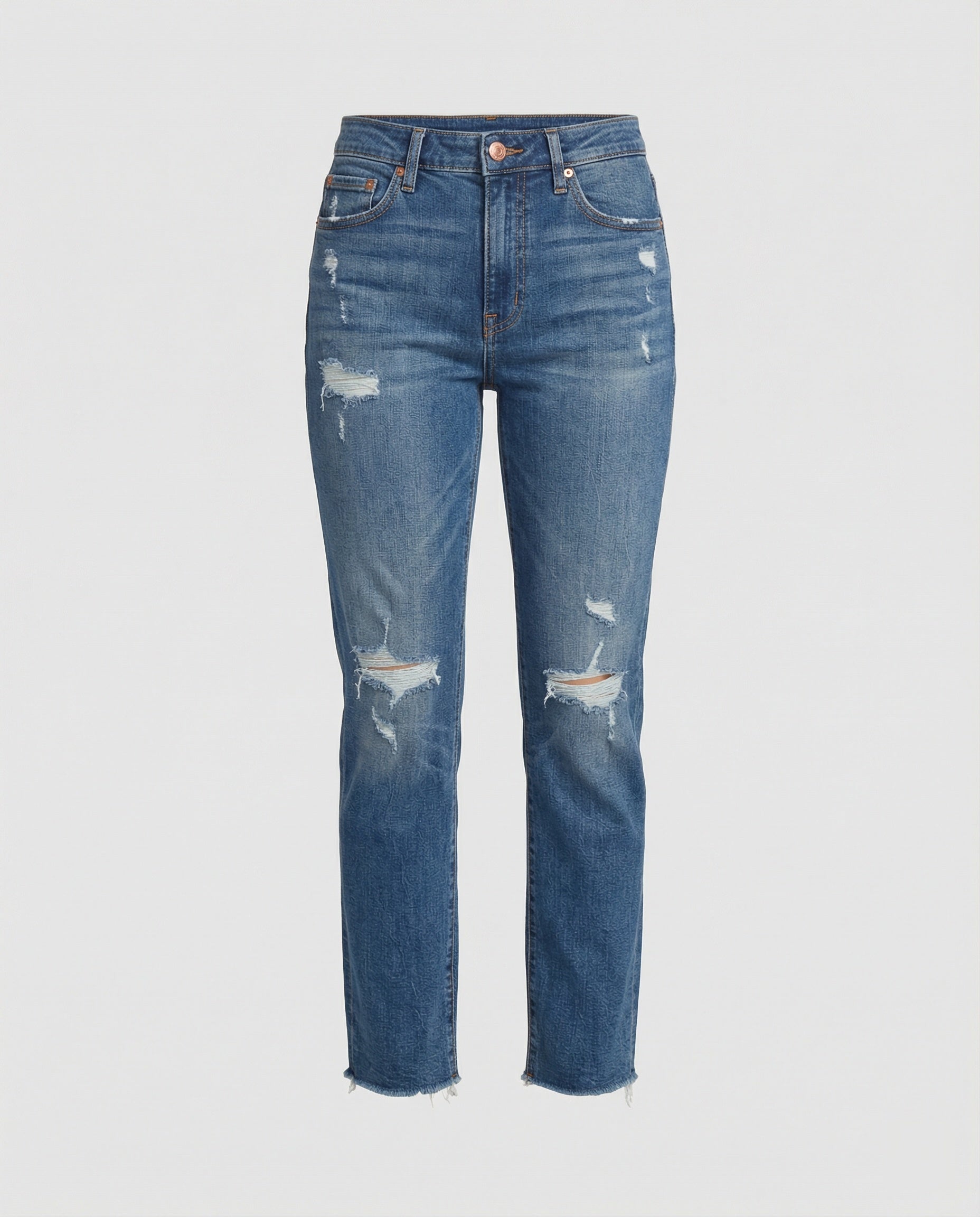 Luna | Straight Leg Distressed Jeans - ginlerie 2