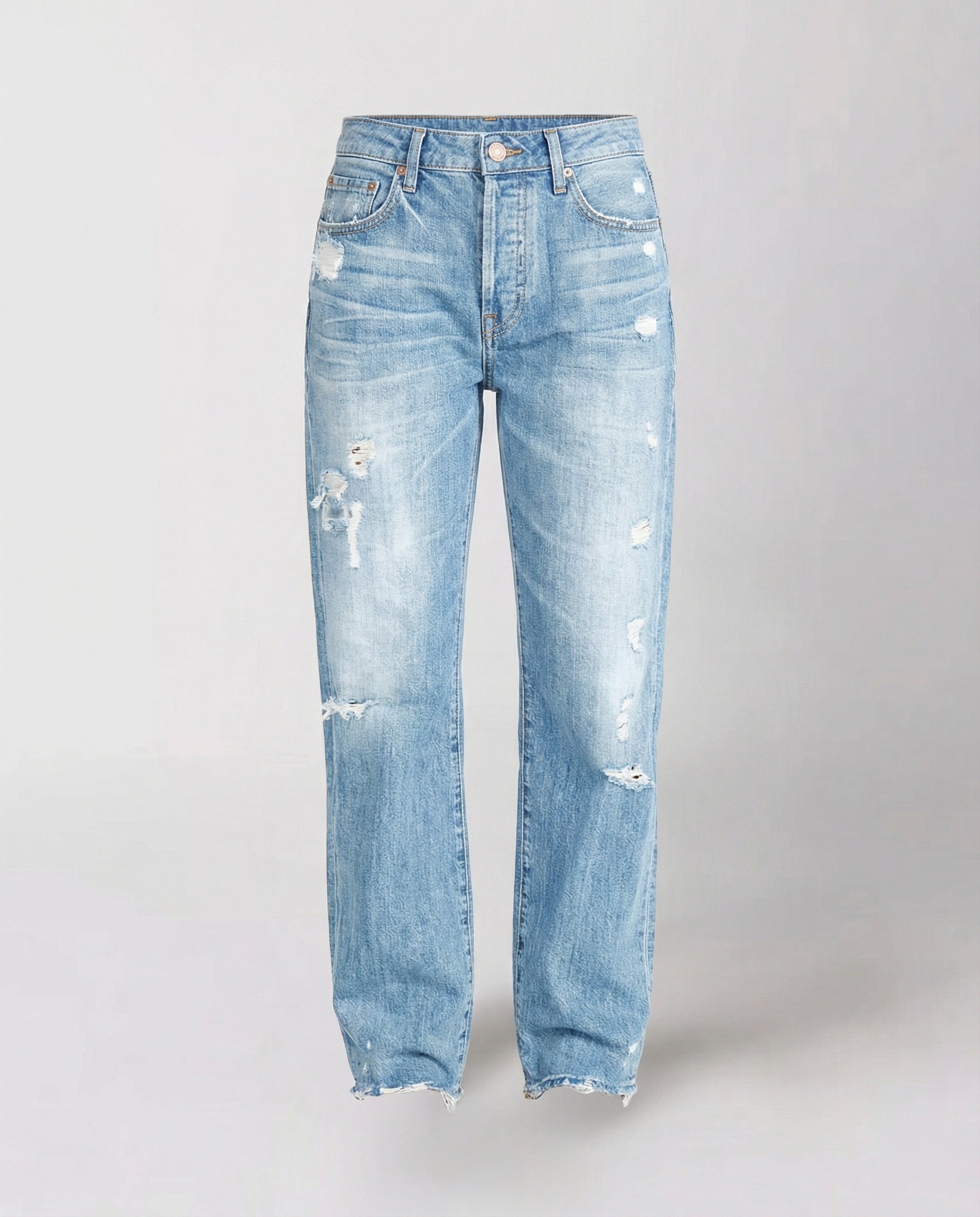 Luna | Straight Leg Distressed Jeans - ginlerie 4