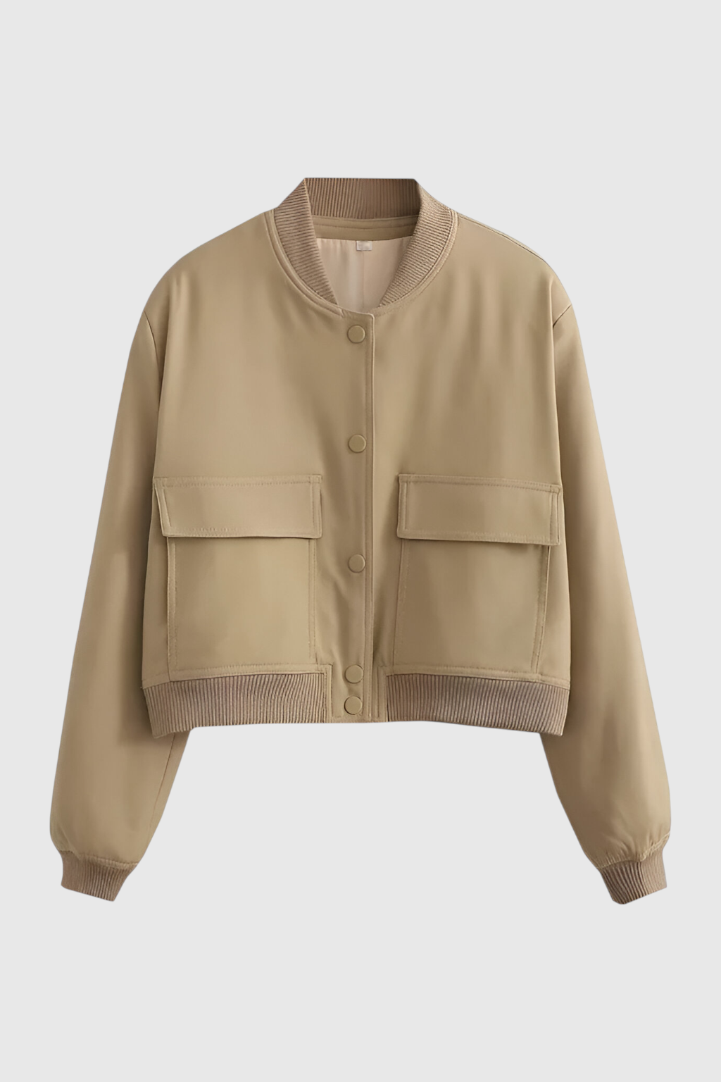 Luna | Stylish Khaki Bomber Jacket - ginlerie 0