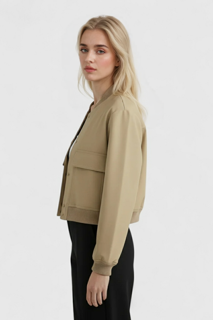 Luna | Stylish Khaki Bomber Jacket - ginlerie 4