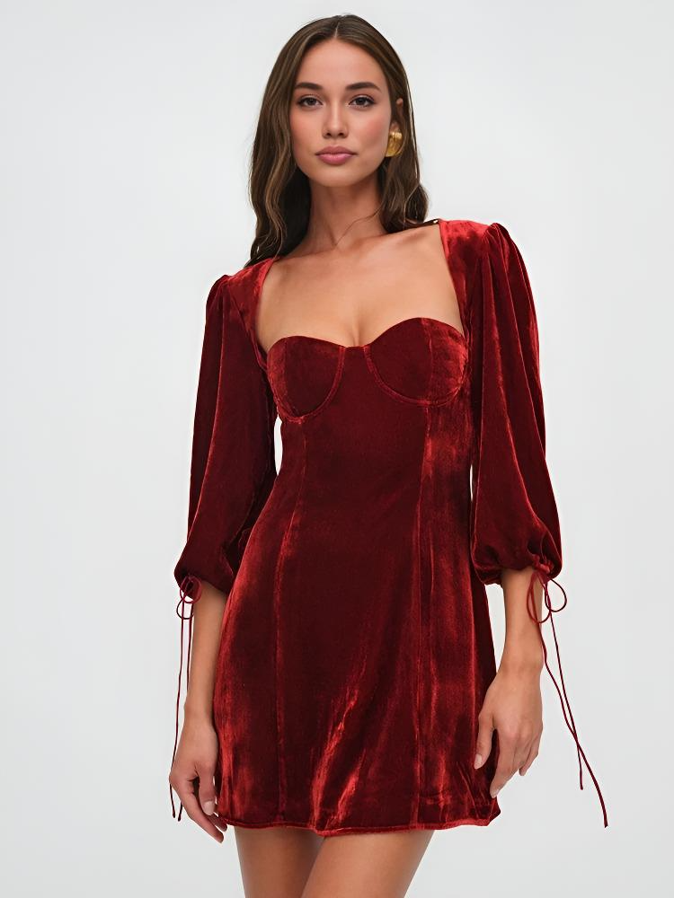 Luna | Velvet Mini Dress - ginlerie 0