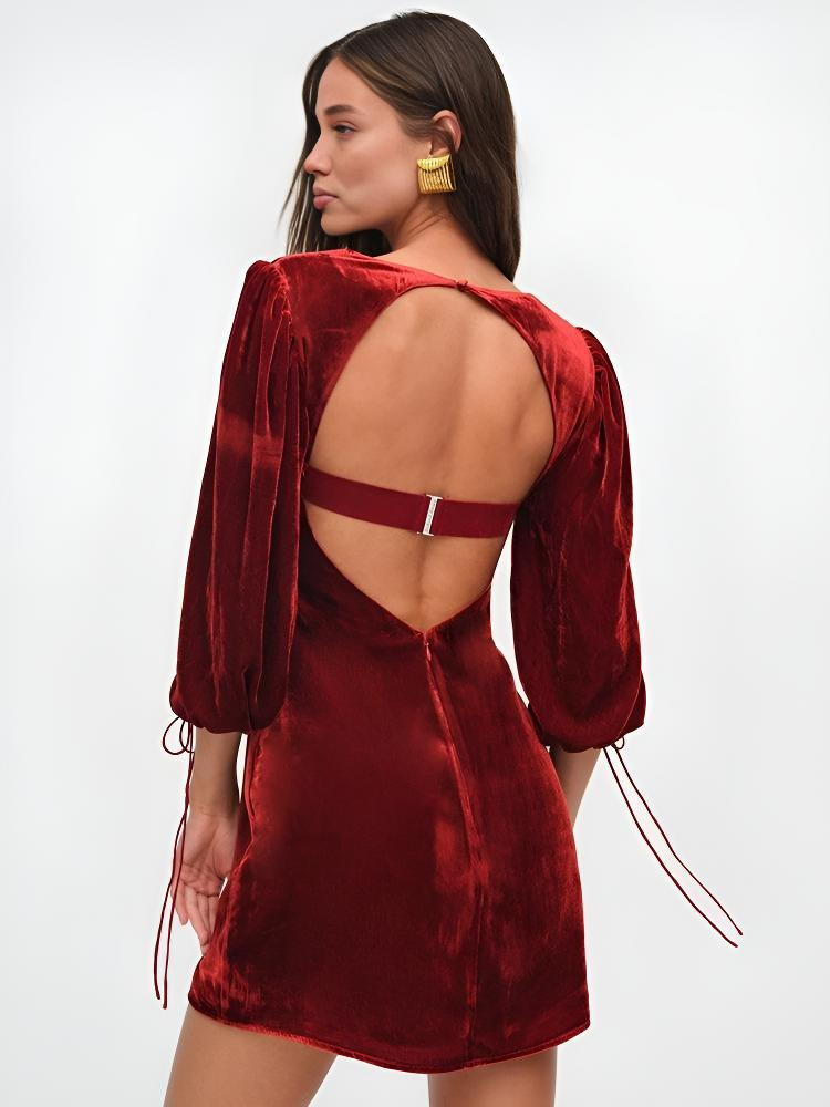 Luna | Velvet Mini Dress - ginlerie 1