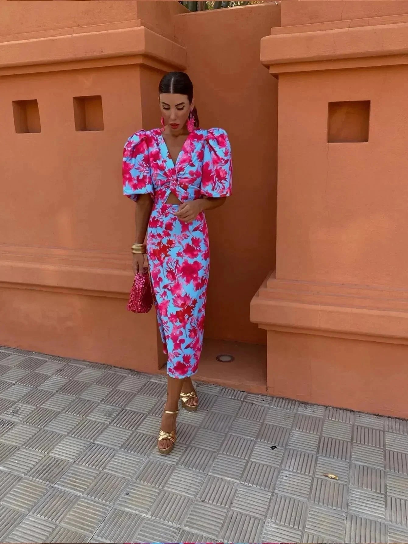Luna | Vibrant Puff Sleeve Summer Dress - ginlerie 4