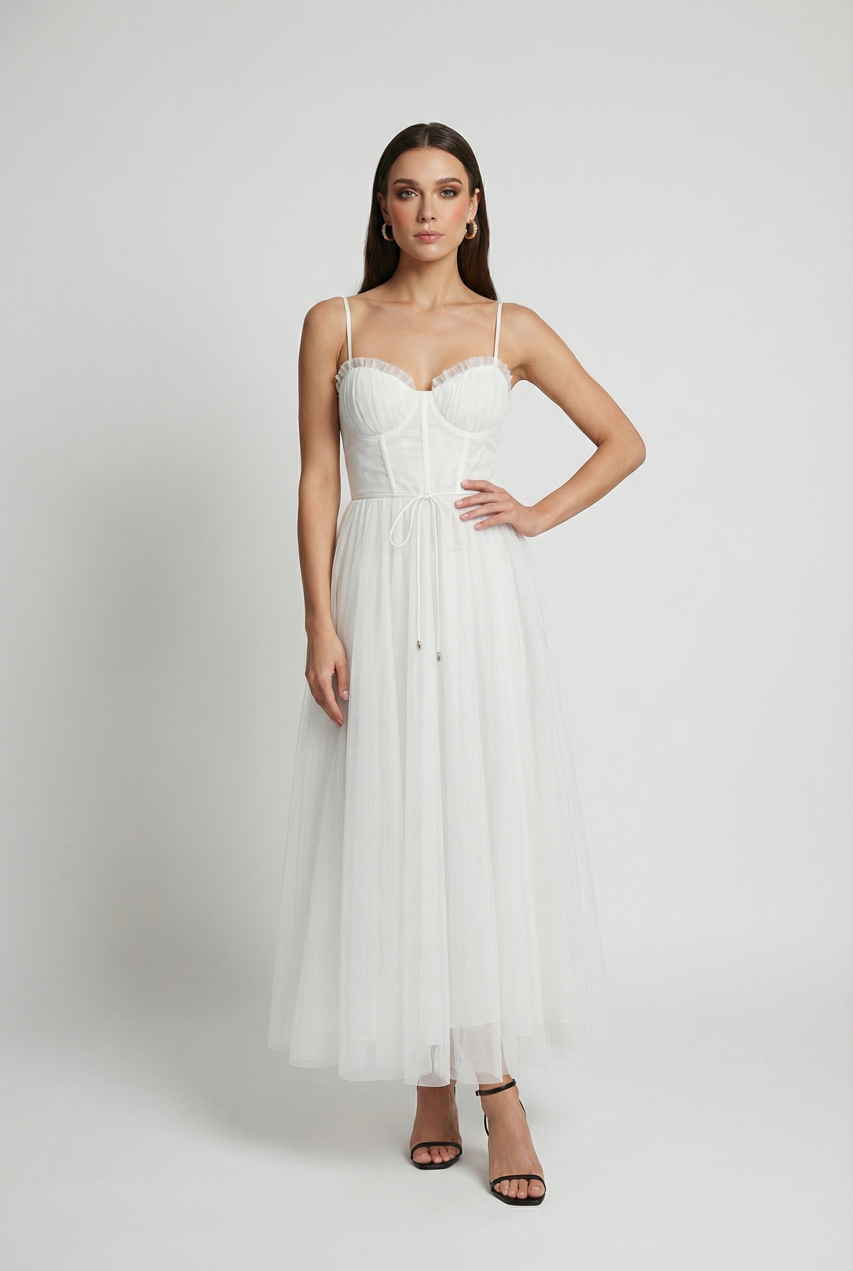 Luna | White Midi Dress - ginlerie 2