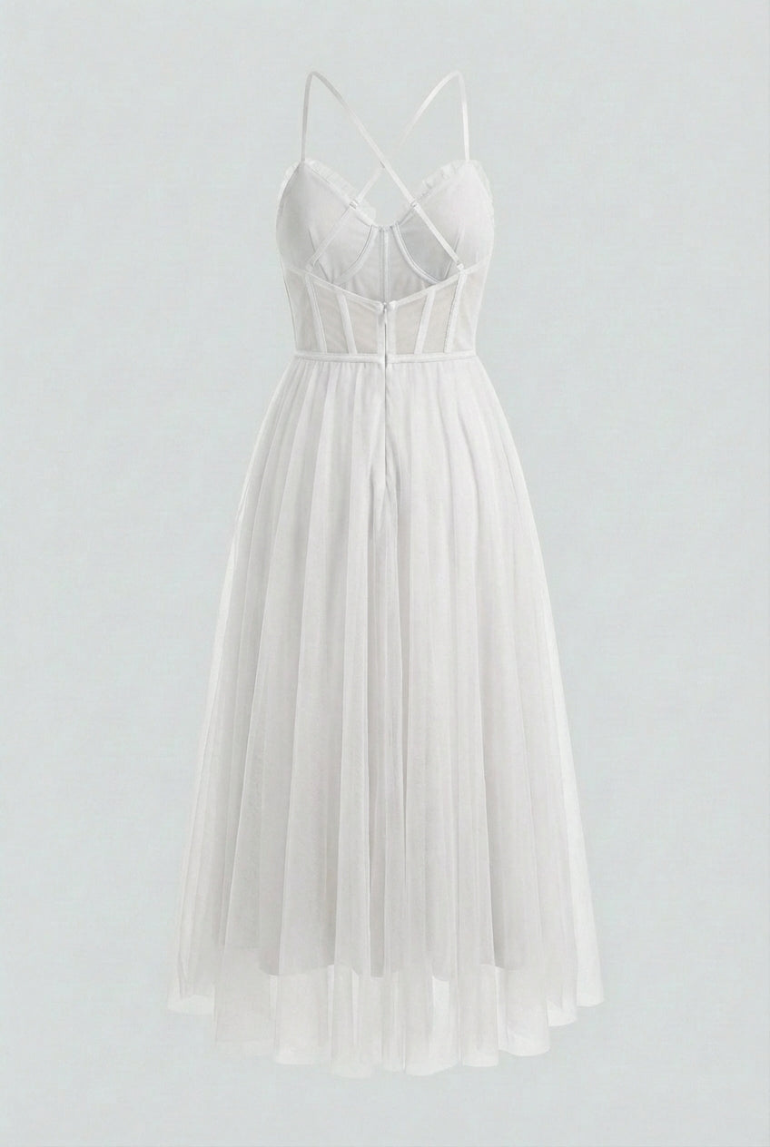 Luna | White Midi Dress - ginlerie 4