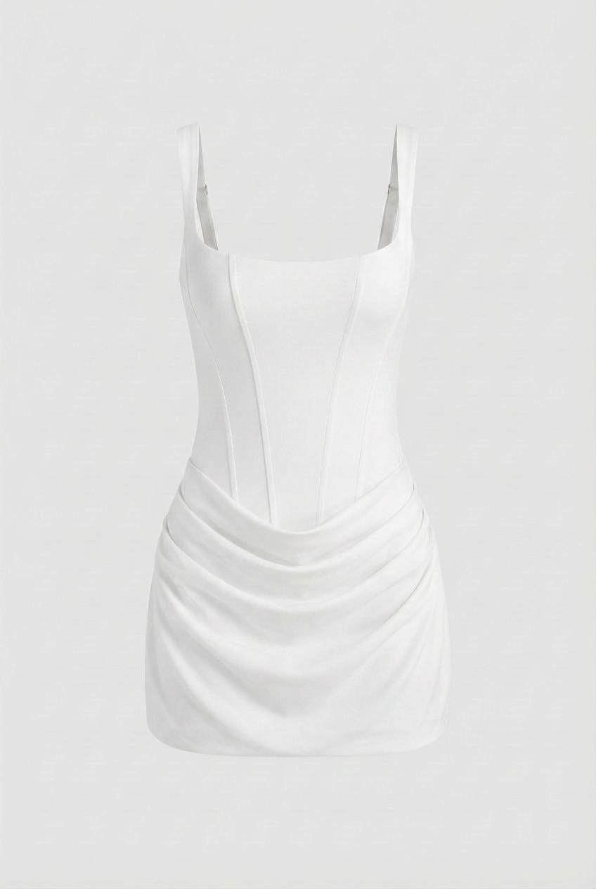 Luna | White Mini Dress - ginlerie 0