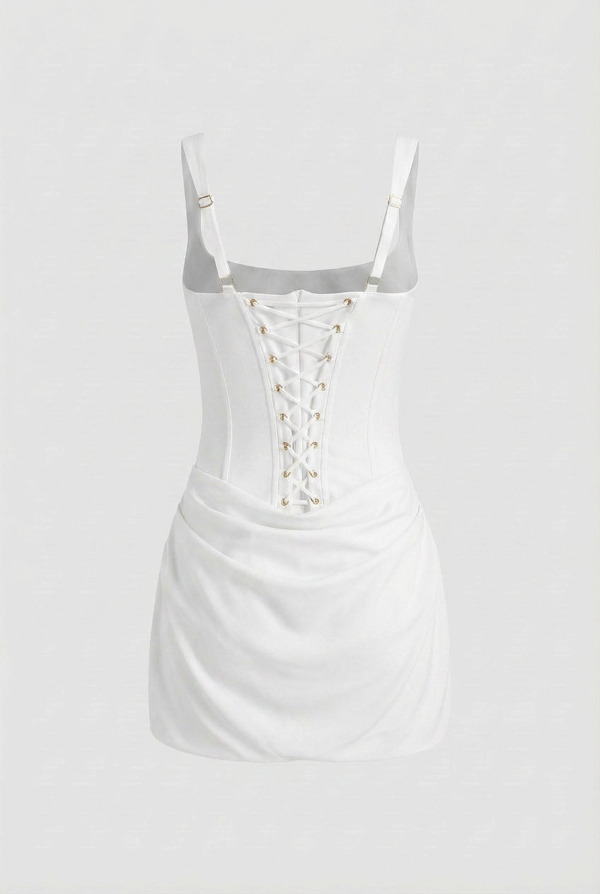 Luna | White Mini Dress - ginlerie 5