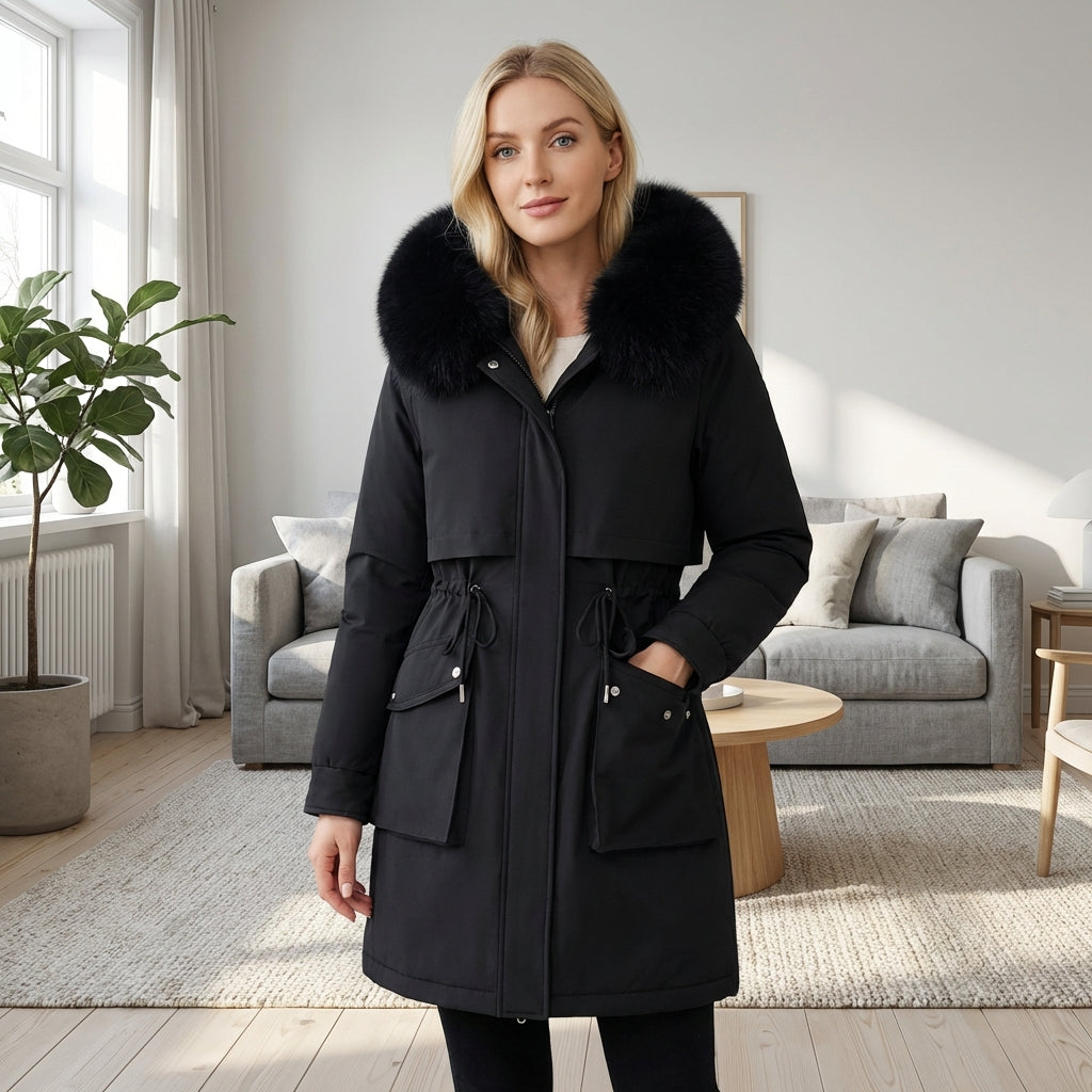 Matilda | Womens Parka Coat with Faux-Fur Collar - ginlerie 3