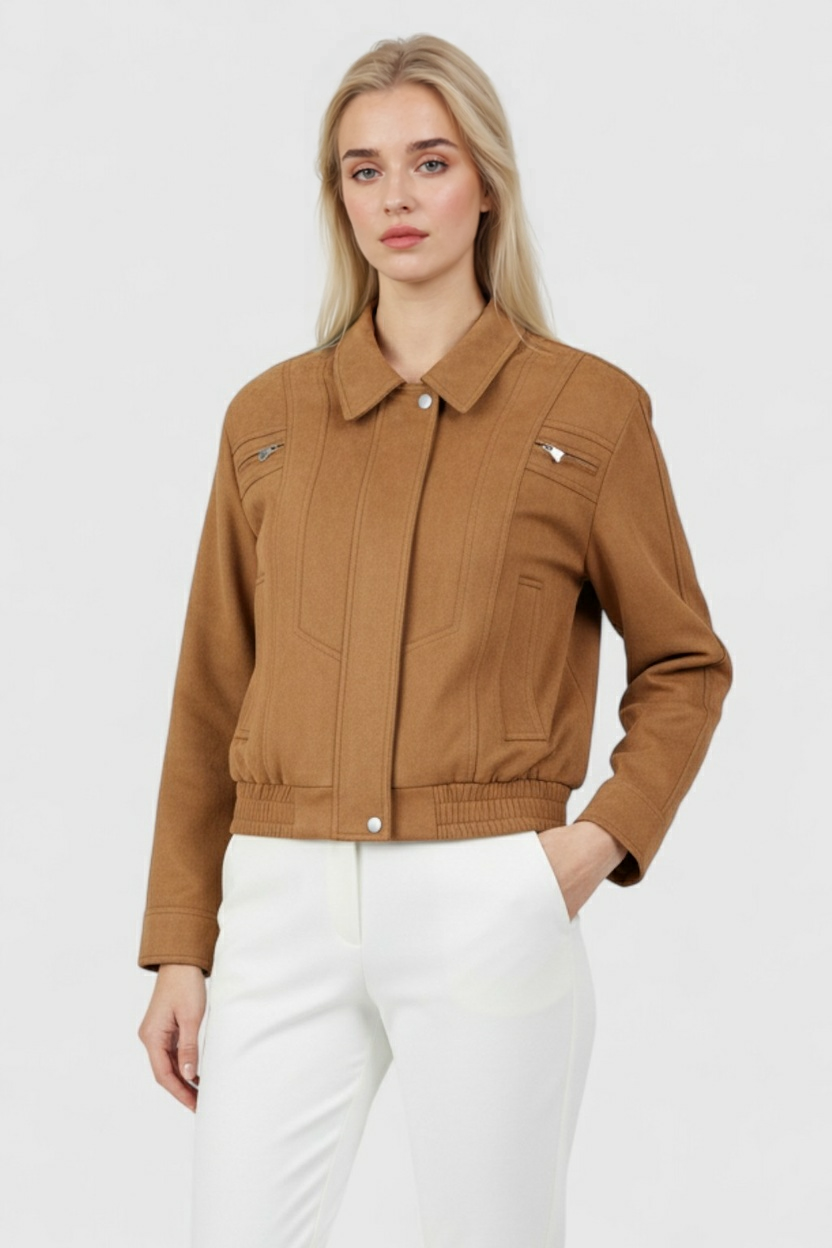 Maya | Brown Bomber Jacket - ginlerie 1