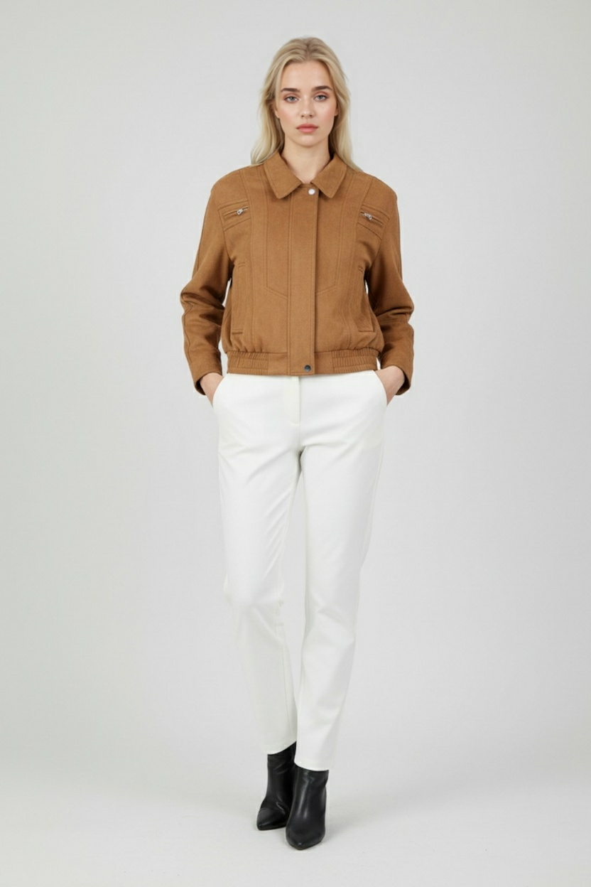 Maya | Brown Bomber Jacket - ginlerie 2