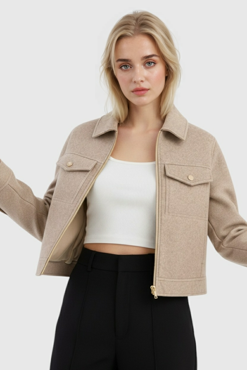 Maya | Cropped Zip-Up Jacket - ginlerie 3