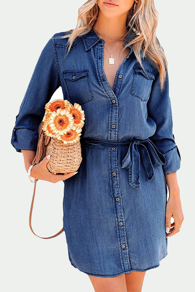 Maya | Denim Shirt Dress - ginlerie 0
