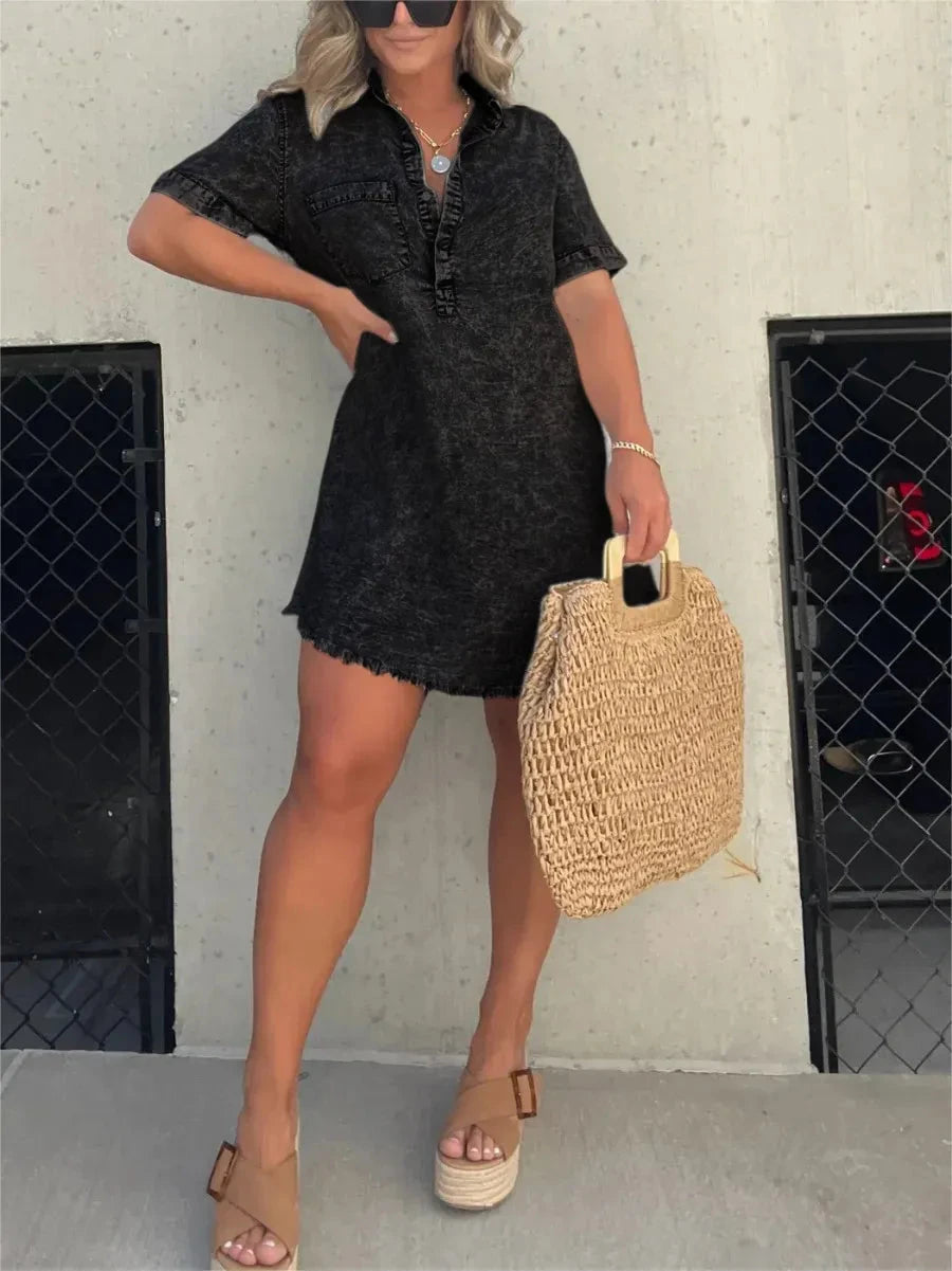 Maya | Denim Shirt Dress - ginlerie 1