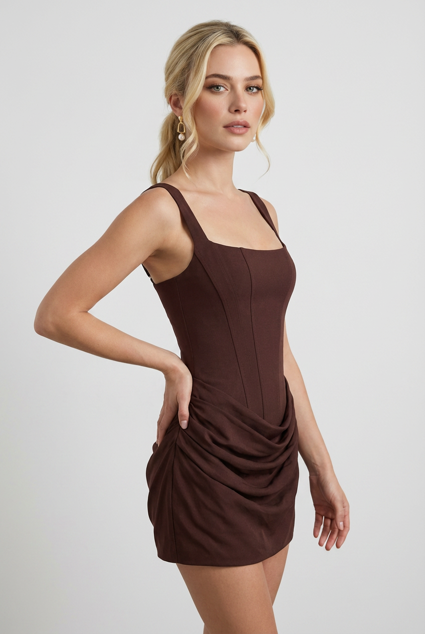 Maya | Draped Hourglass Mini Dress - ginlerie 1