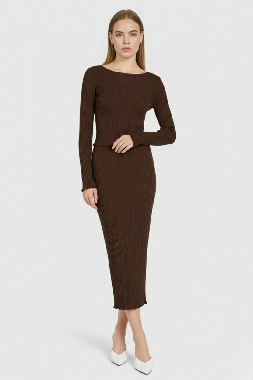 Maya | Elegant Knit Skirt Suit Set - ginlerie 2