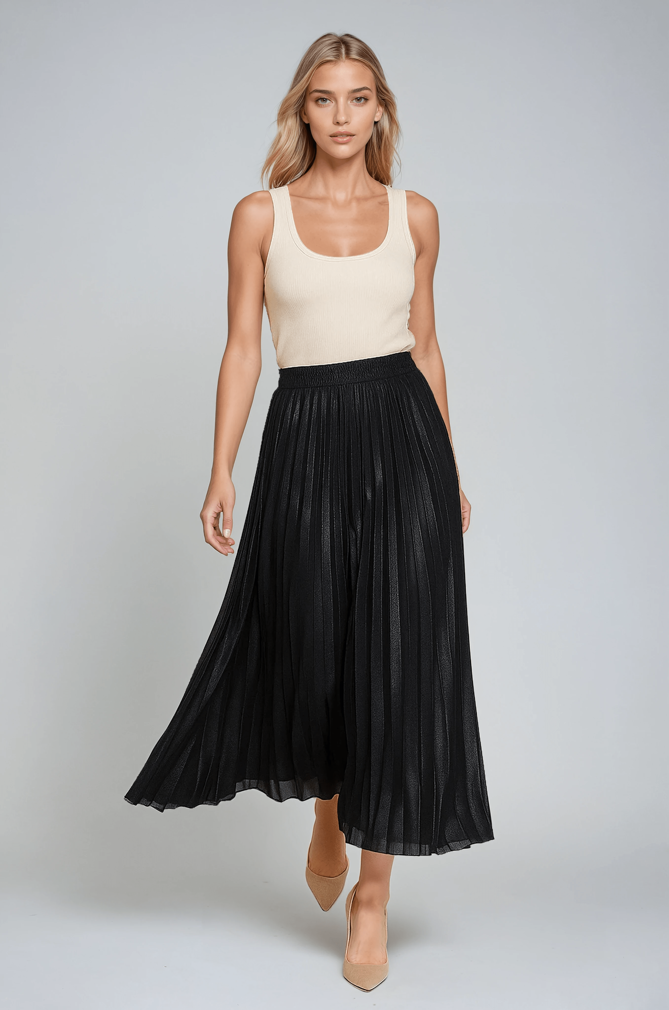 Maya | Pleated Maxi Skirt - ginlerie 1