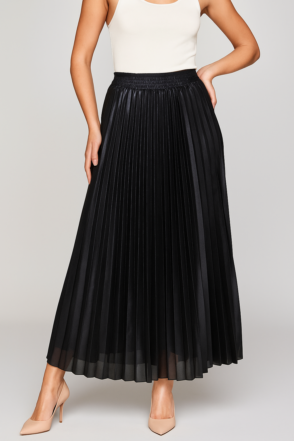 Maya | Pleated Maxi Skirt - ginlerie 2