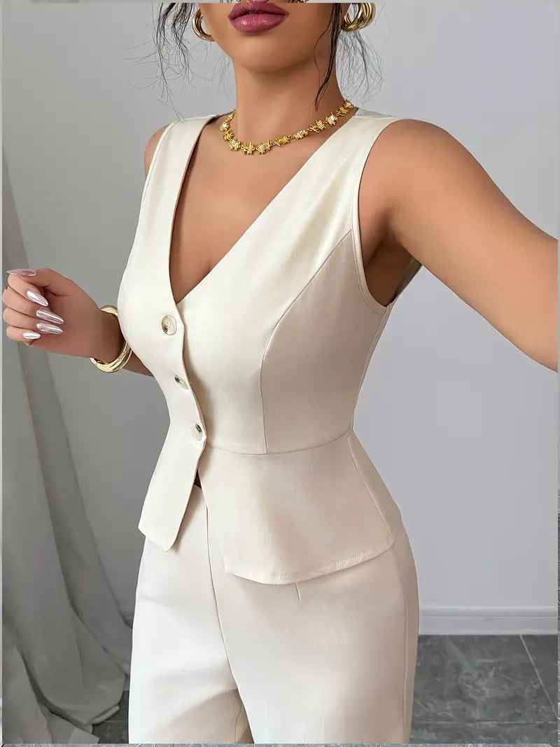 Maya | Sleeveless Wide-Leg Set - ginlerie 1