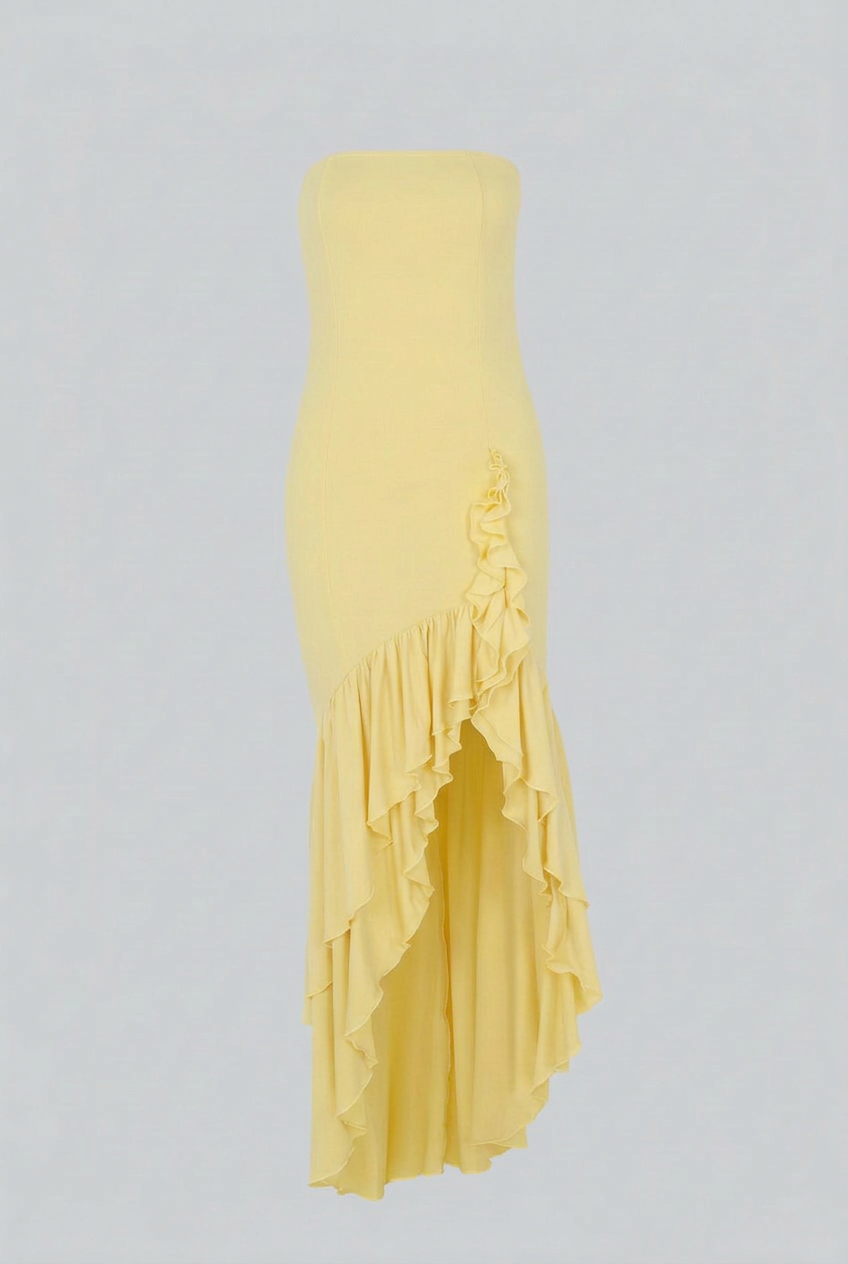 Maya | Strapless Ruffle Maxi Dress - ginlerie 0