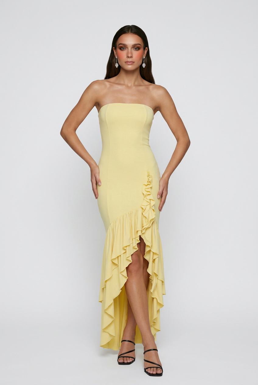 Maya | Strapless Ruffle Maxi Dress - ginlerie 2