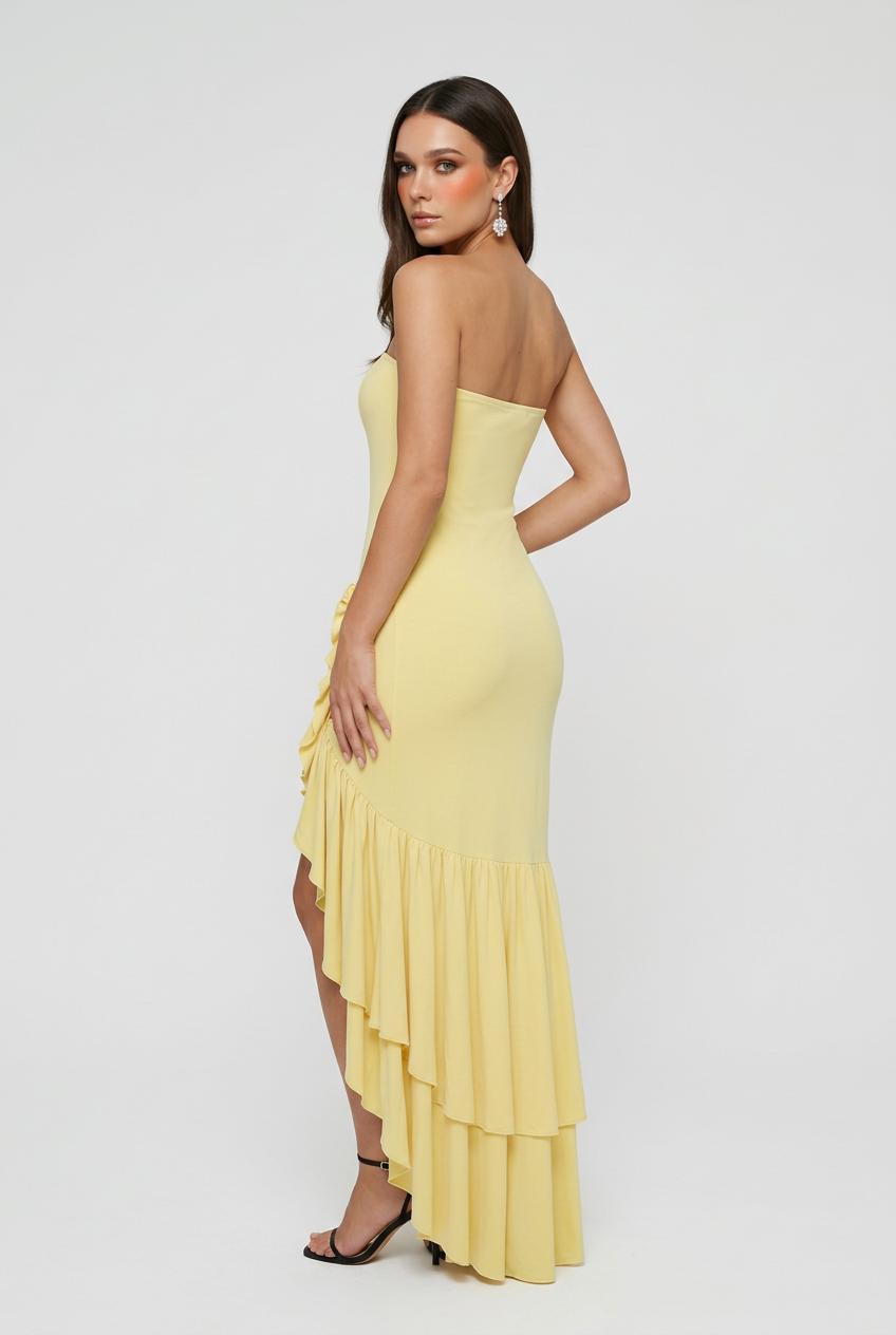 Maya | Strapless Ruffle Maxi Dress - ginlerie 3