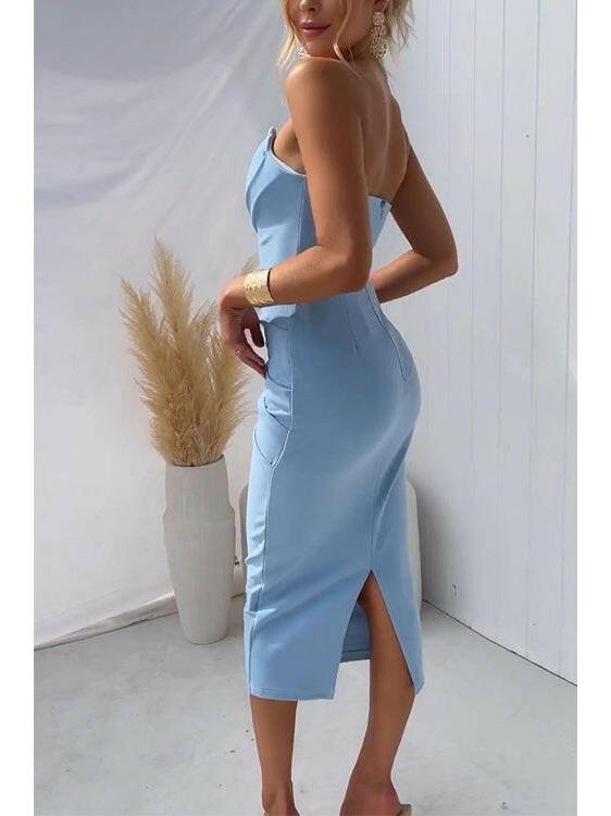 Maya | Strapless Summer Dress for Weddings - ginlerie 1