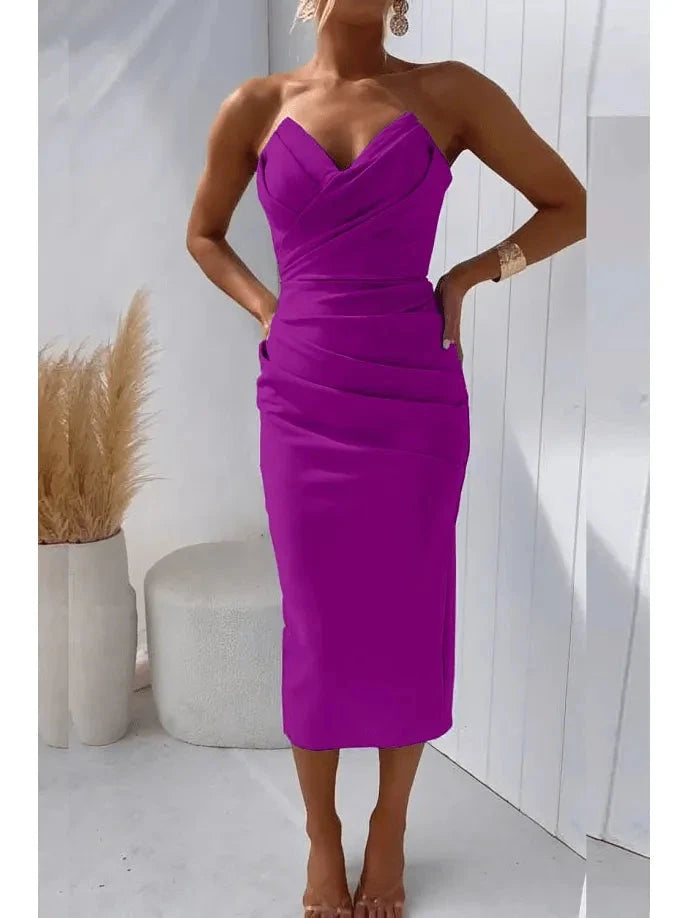 Maya | Strapless Summer Dress for Weddings - ginlerie 3
