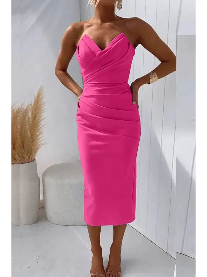 Maya | Strapless Summer Dress for Weddings - ginlerie 6
