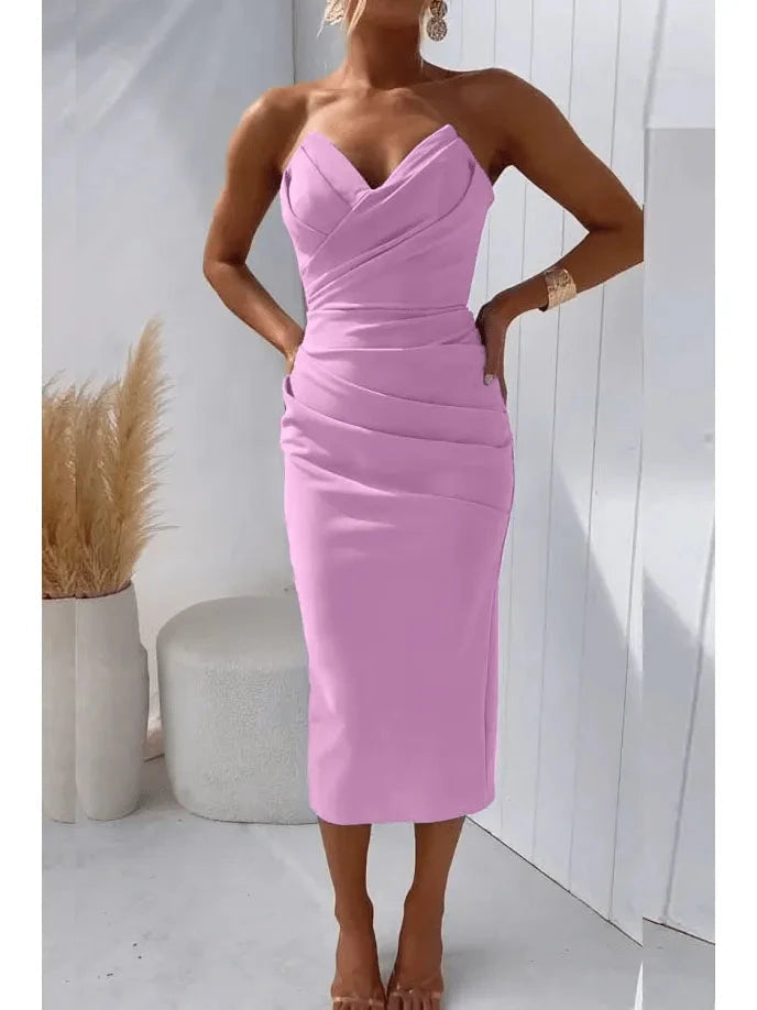 Maya | Strapless Summer Dress for Weddings - ginlerie 7