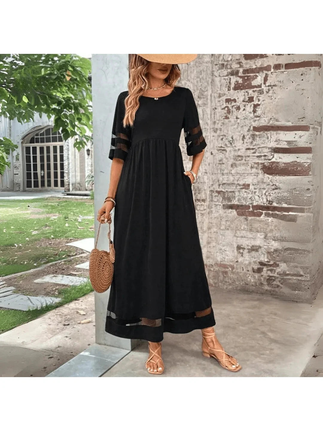 Nadia | Black Long Sleeve Midi Dress - ginlerie 0
