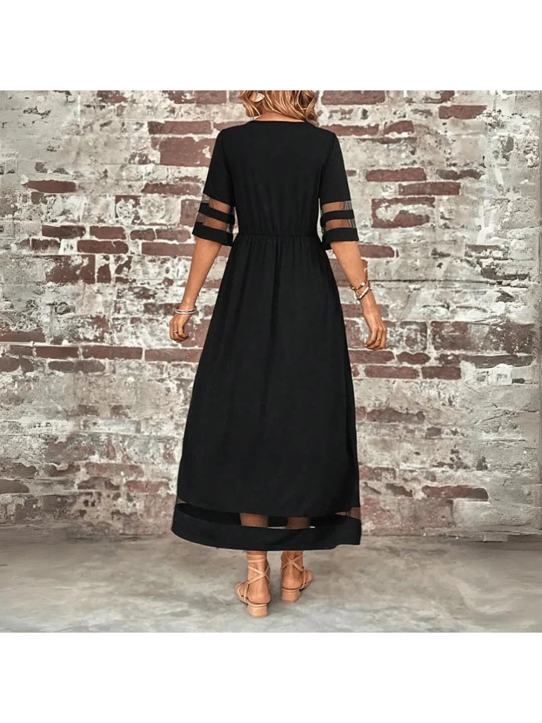 Nadia | Black Long Sleeve Midi Dress - ginlerie 3